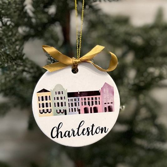 Rainbow Row Charleston ornament